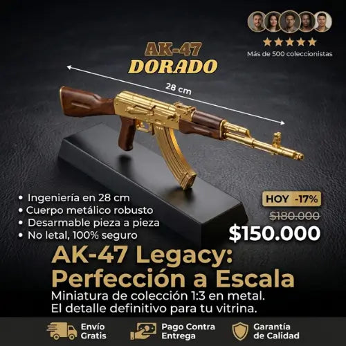 Minifusil Coleccionable AK-47 a escala 1:3 de 28cm en Metal