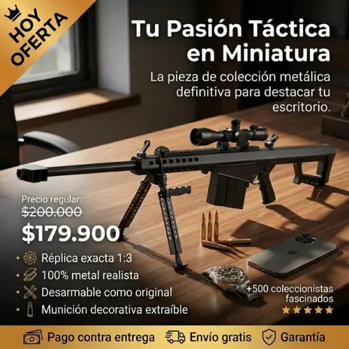 Mini Fusil de Colección Estilo Barrett – Escala 1:3 (33 cm) en Metal-