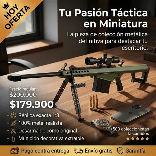 Mini Fusil de Colección Estilo Barrett – Escala 1:3 (33 cm) en Metal-