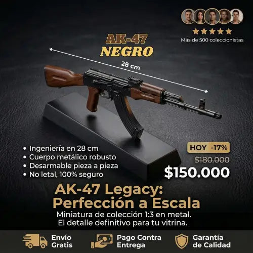 Minifusil Coleccionable AK-47 a escala 1:3 de 28cm en Metal