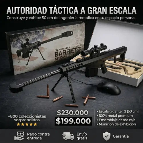 Minifusil de colección - estilo Barrett a escala 1:2 de 50cm en Metal -