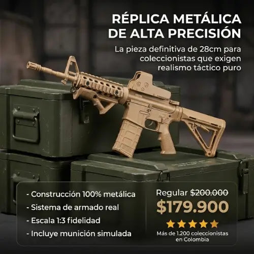 Mini Fusil de Colección Estilo AR-15 a escala 1:3 de 28 cm en Metal -