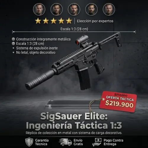 Mini Fusil de Colección Estilo SigSauer MCX, escala 1:3 (28cm) en Metal (Exp. minicartuchos)-