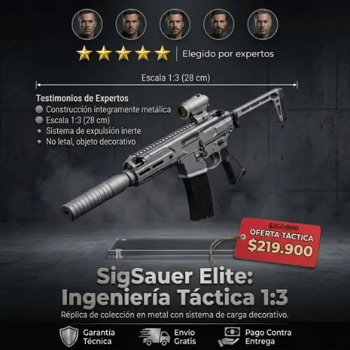 Mini Fusil de Colección Estilo SigSauer MCX, escala 1:3 (28cm) en Metal (Exp. minicartuchos)-